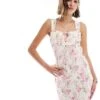 Mango Sweetheart Neck Floral Midi Dress In White For Women