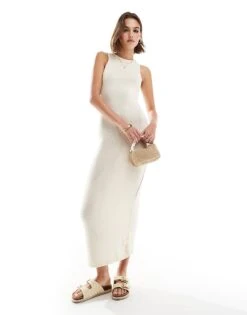 Mango Sleeveless Knitted Midi Dress In White For Women -Mango Sales 206563331 1 white 1