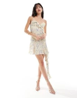 Mango Aysmmetric Hem Embellished Mini Dress In White Floral For Women 9 Mango Aysmmetric Hem Embellished Mini Dress In White Floral For Women -Mango Sales 206563368 1 white 1