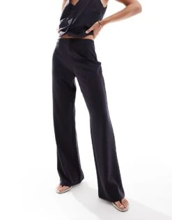 Mango Straight Leg Pull On Co-ord Trousers In Black For Women -Mango Sales 206563436 5