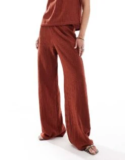 Mango Textured Straight Leg Co-ord Trousers In Red For Women -Mango Sales 206563463 4