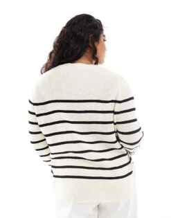 Mango Curve Striped Lightweight Jumper In White For Women 7 Mango Curve Striped Lightweight Jumper In White For Women -Mango Sales 206563612 3