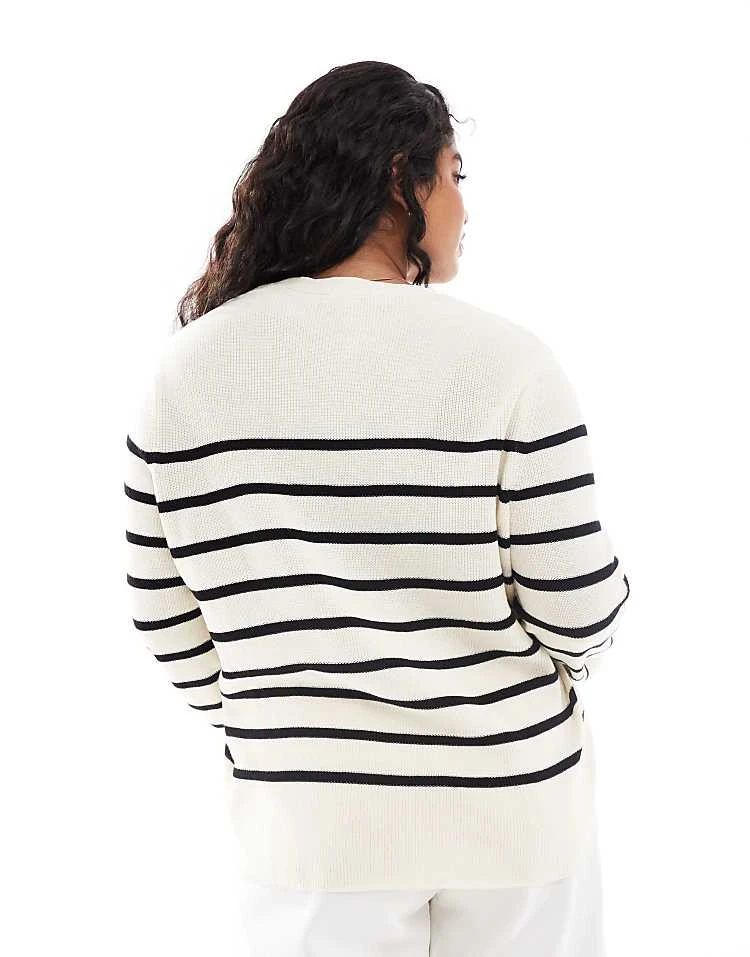 Mango Curve Striped Lightweight Jumper In White For Women 3 Mango Curve Striped Lightweight Jumper In White For Women - Image 3