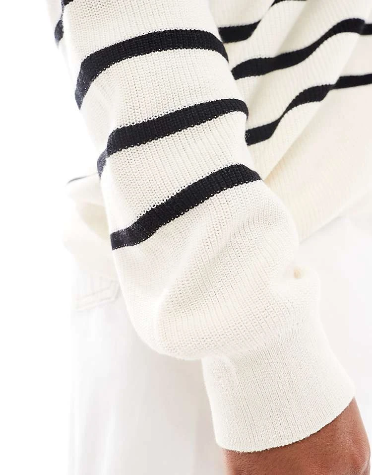 Mango Curve Striped Lightweight Jumper In White For Women 4 Mango Curve Striped Lightweight Jumper In White For Women - Image 4