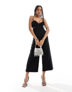 Mango Cut Out Cami Jumpsuit In Black For Women