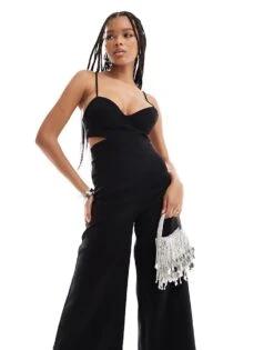 Mango Cut Out Cami Jumpsuit In Black For Women -Mango Sales 206564009 4