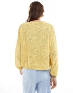Mango Lightweight V Neck Jumper In Yellow For Women -Mango Sales 206564178 4