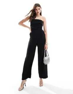 Mango Bandeau Jumpsuit In Black For Women