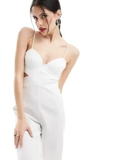 Mango Cut Out Cami Jumpsuit In White For Women -Mango Sales 206564198 4