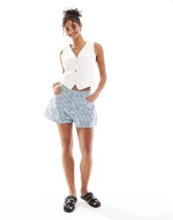 Mango Denim Co-ord Waistcoat In White For Women -Mango Sales 206564317 4