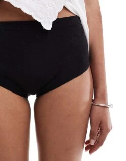 Mango Selection Mini Knitted Co-ord Shorts In Black For Women -Mango Sales 206564599 5