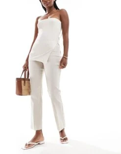 Mango Pull On Stretch Linen Trousers In Beige For Women -Mango Sales 206566216 1 beige 1