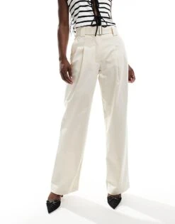 Mango Belted Tailored Trouser In Beige For Women -Mango Sales 206566965 3