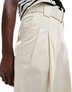 Mango Belted Tailored Trouser In Beige For Women -Mango Sales 206566965 5