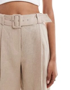 Mango Linen Co-ord Shorts In Light Beige For Women -Mango Sales 206567330 2