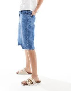 Mango Longline Denim Bermuda Shorts In Light Blue For Women -Mango Sales 206567734 4