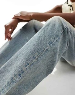 Mango Low Waist Slim Jeans In Light Blue For Women -Mango Sales 206568597 5