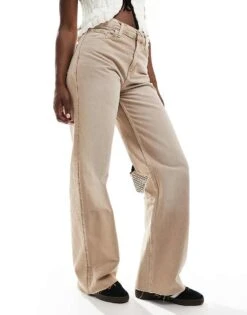 Mango Straight Leg Jeans In Washed Brown For Women -Mango Sales 206569065 3