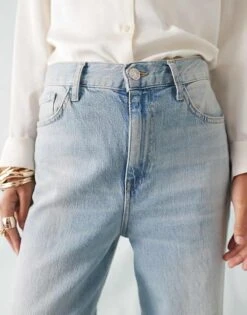 Mango Relaxed Slim Washed Front Jeans In Light Blue For Women -Mango Sales 206569393 5