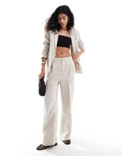 Mango Linen Mix Oversized Blazer And Straight Leg Trousers Co-ord Set In Beige -Mango Sales 206569461 1 beige