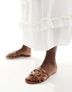 Mango Caged Flat Sandal In Brown For Women -Mango Sales 206571443 4