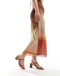 Mango Square Toe Heeled Sandal In Red For Women