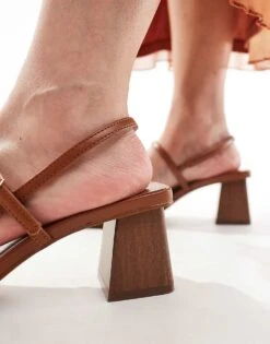 Mango Square Toe Heeled Sandal In Red For Women -Mango Sales 206571462 3