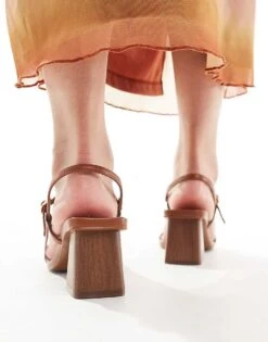 Mango Square Toe Heeled Sandal In Red For Women -Mango Sales 206571462 4