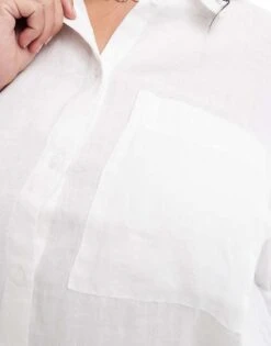 Mango Curve Linen Shirt In White For Women -Mango Sales 206572068 3
