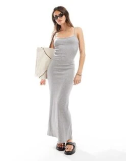 Mango Jersey Cami Midi Dress In Grey For Women -Mango Sales 206658169 1 grey 1