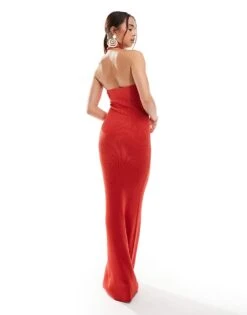 Mango Crossover Halter Neck Midi Dress In Red For Women -Mango Sales 206658294 4