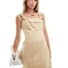 Mango Frayed Seam Dungaree Dress In Beige For Women Light Beige