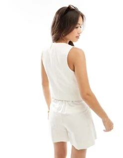 Mango Linen Mix Co-ord Waistcoat In White For Women -Mango Sales 206658351 3