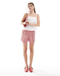 Mango Tie Shoulder Embroidered Cami In White For Women -Mango Sales 206658419 3