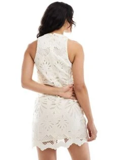 Mango Embroidered Crochet Mini Dress In White For Women -Mango Sales 206658431 3