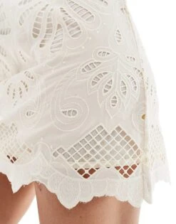Mango Embroidered Crochet Mini Dress In White For Women -Mango Sales 206658431 4
