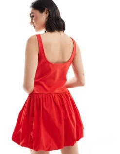 Mango Puffball Mini Dress In Red For Women -Mango Sales 206658445 3