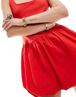 Mango Puffball Mini Dress In Red For Women -Mango Sales 206658445 4