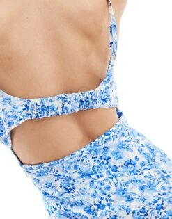 Mango Porcelain Floral Printed Mini Dress In White And Blue For Women -Mango Sales 206658466 4