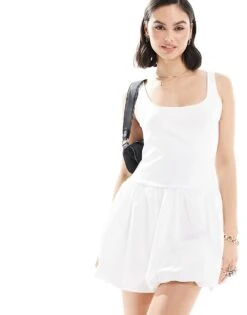Mango Puffball Mini Dress In White For Women -Mango Sales 206658499 1 white 1