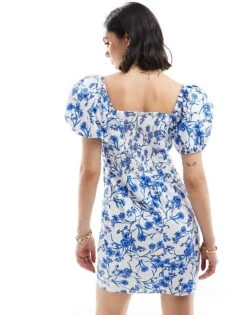 Mango Puff Sleeve Floral Printed Dress In White For Women -Mango Sales 206658506 4