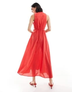 Mango Split Side Midi Dress In Red For Women -Mango Sales 206658520 3