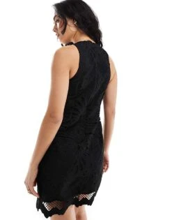 Mango Embroidered Crochet Mini Dress In Black For Women -Mango Sales 206658534 4