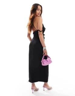 Mango One Shoulder Midi Dress In Black For Women -Mango Sales 206658606 4