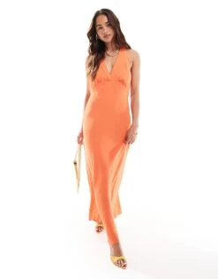 Mango Lightweight Maxi Dress In Orange For Women -Mango Sales 206658647 1 orange 1