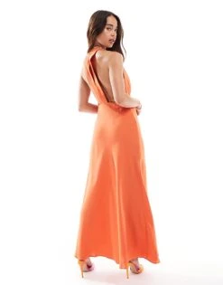 Mango Lightweight Maxi Dress In Orange For Women -Mango Sales 206658647 3
