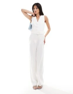 Mango Tailored Waistcoat Top Jumpsuit In White For Women -Mango Sales 206658670 2