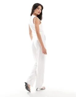 Mango Tailored Waistcoat Top Jumpsuit In White For Women -Mango Sales 206658670 4