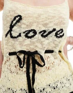 Mango Love Embroidered Cami Top In Beige For Women -Mango Sales 206658831 3