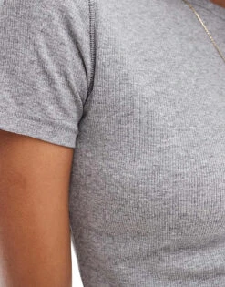 Mango Washed Rib Baby T-shirt In Grey For Women -Mango Sales 206658913 4